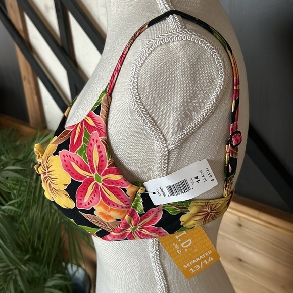 Top bikini 👙 floral size 13/14 NEW with tag Body ID Hawaii flowers push-up - Picture 5 of 8